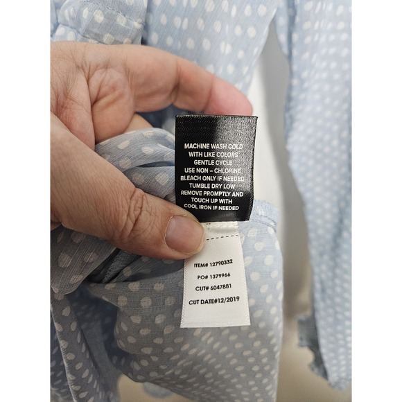 Torrid Blue Polka Dot Long Sleeve Ruffle Tunic Dress Size 1 1X Babydoll Boho - Picture 5 of 7